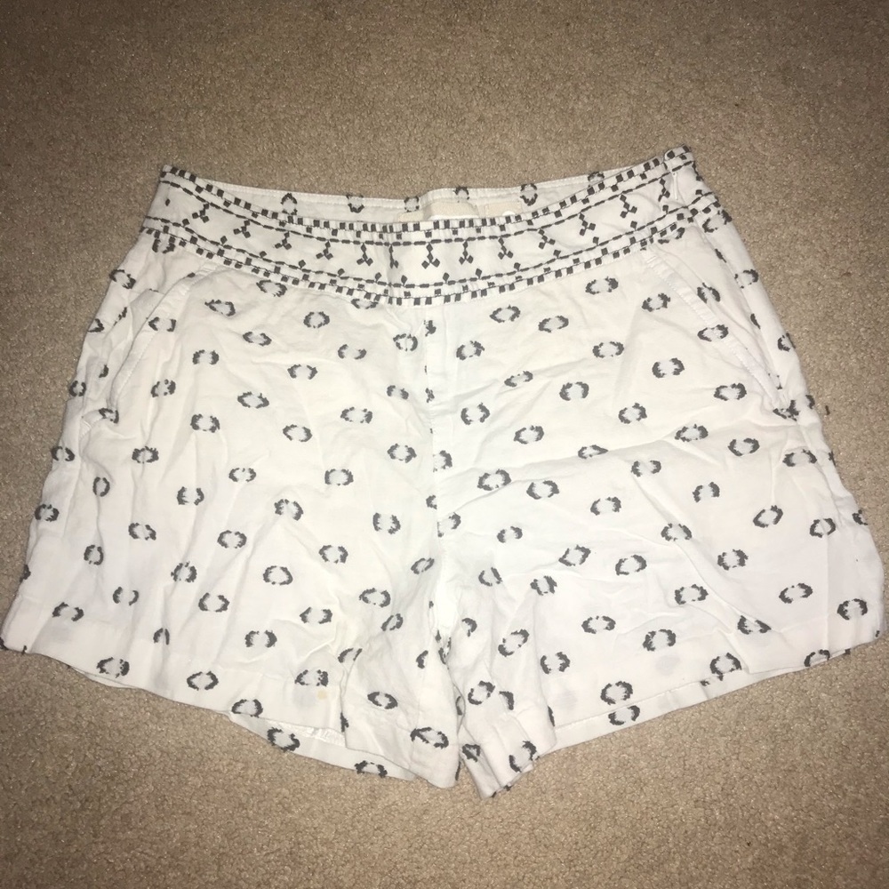 White and Black Patterned Shorts